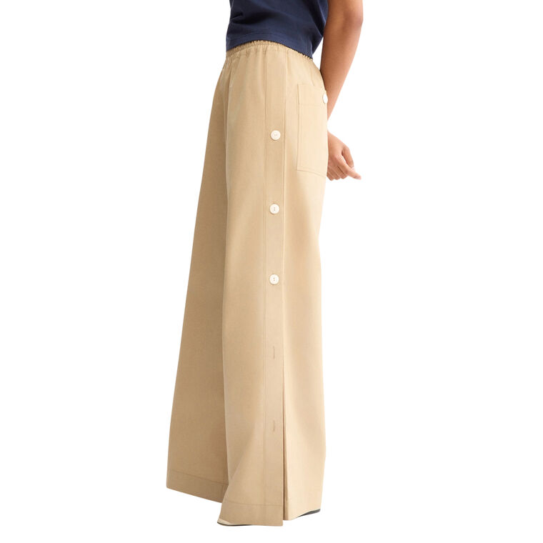 Baxter Side Button Wide-Leg Pull-On Pants image number null