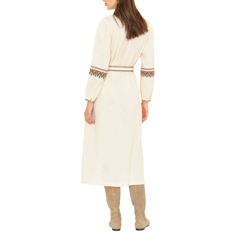 Gabriella Long Sleeve Belted Midi Dress image number null