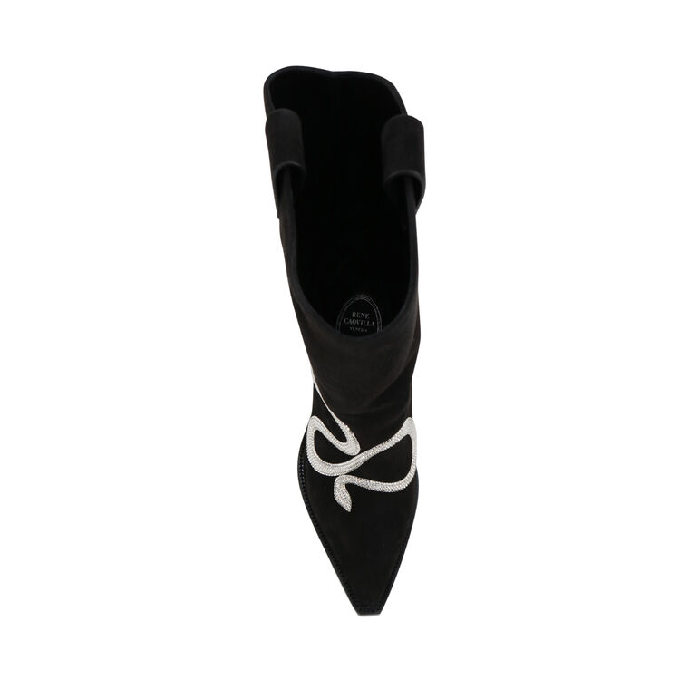 Suede Snake Strass 65mm Western Boot image number null