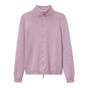 Cotton-Silk Tape Fitted Zip Front Knit Bomber Jacket