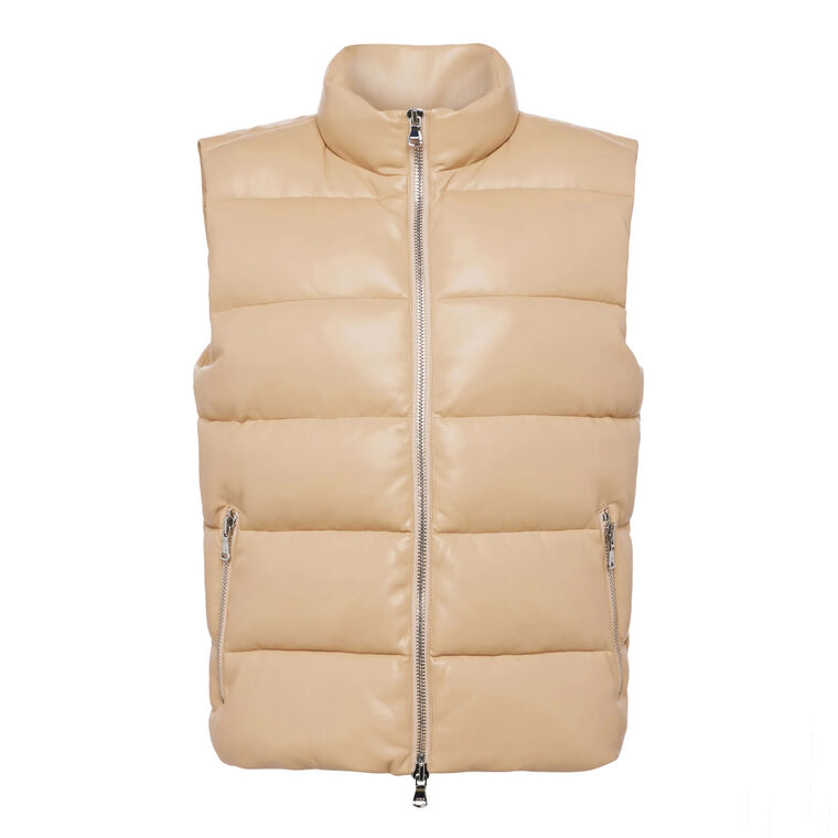 Tori Vegan Leather Zipper Puffer Vest image number null