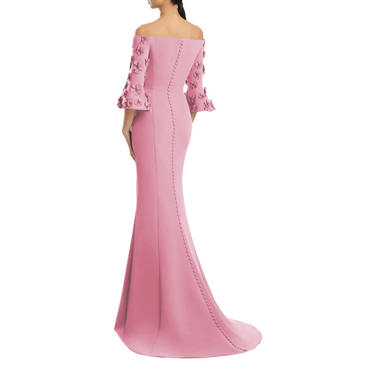 Draped Gown With Sleeve Embellishment image number null