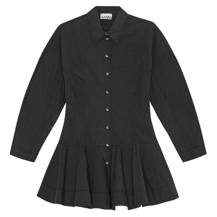 Stretch Cotton Buttoned Mini Dress image number null