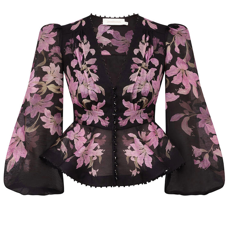 Dawning V-Neck Long Sleeve Beaded Blouse image number null
