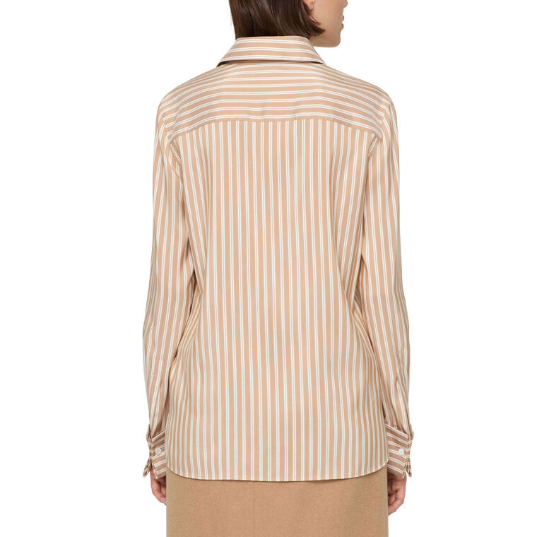 Striped Silk French Cuff Blouse image number null