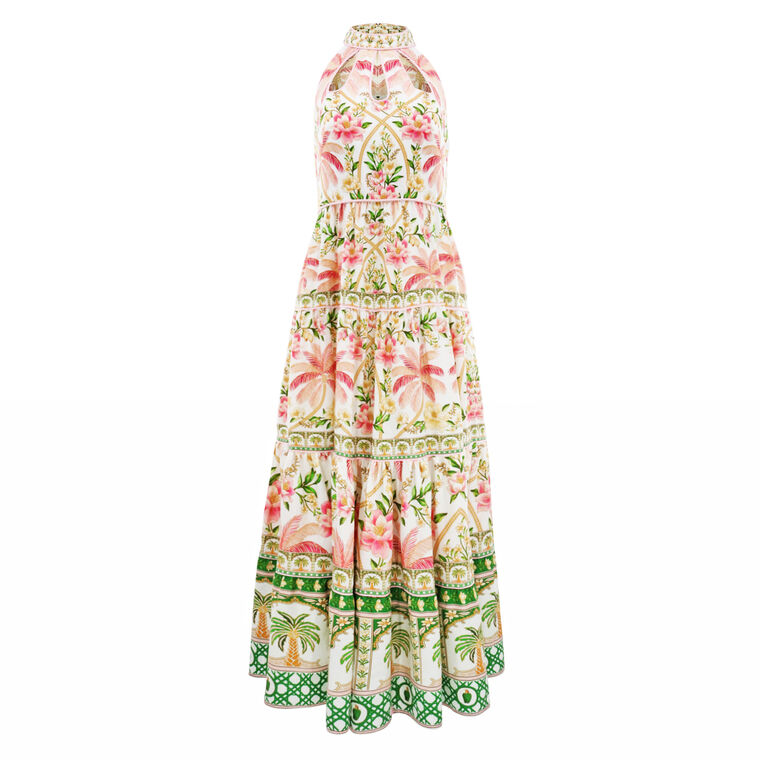 Palm Tree Eyelet Midi Dress image number null