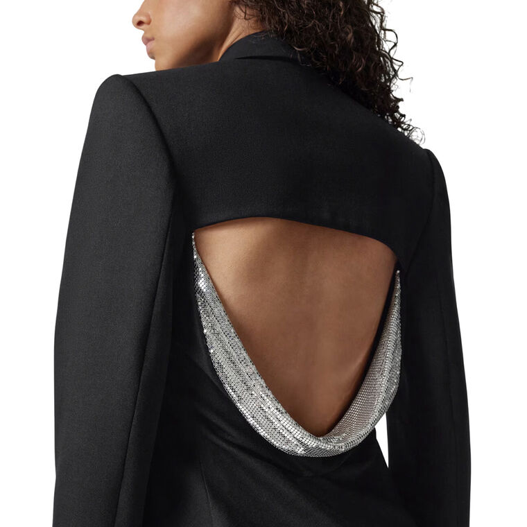 Metal Mesh Wool Blazer Dress image number null