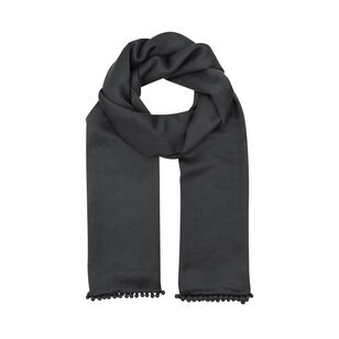 Pompom Trim Woven Scarf