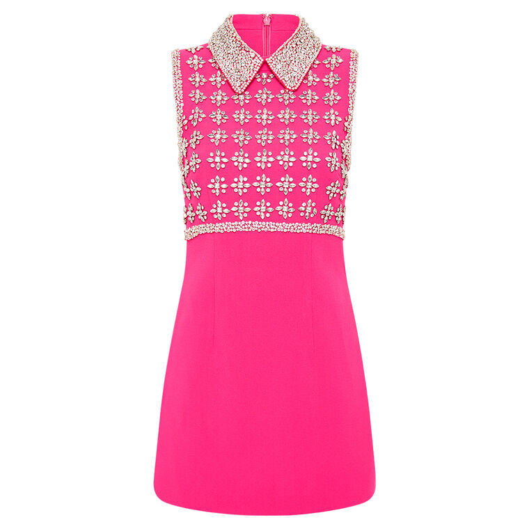 Rina Sleeveless Crystal Embellished Collar Mini Dress image number null
