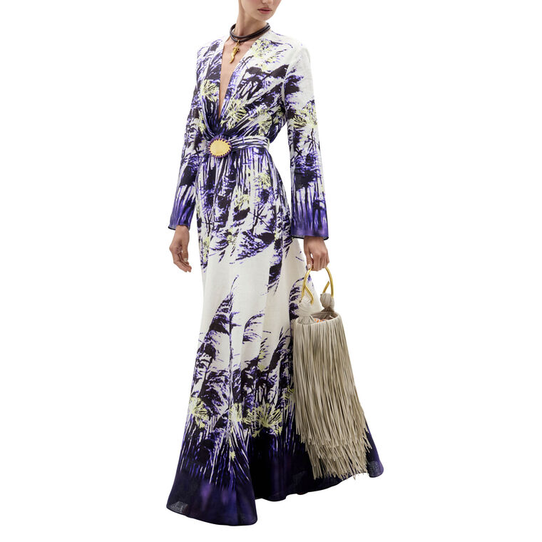 Kady Long Sleeve V-Neck Belted Maxi Dress image number null