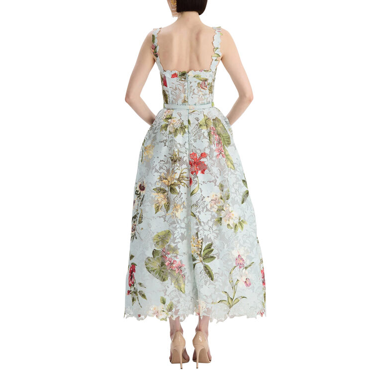 Sleeveless Bustier Dominican Mixed-Floral Guipure Midi Cocktail Dress image number null