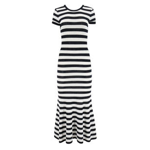 Valli Low Back Short Sleeve Striped Dress