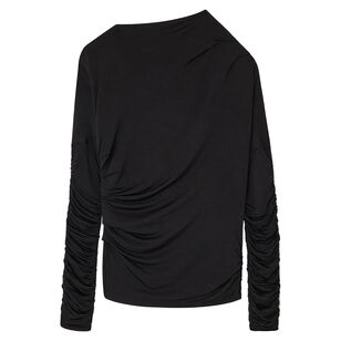 Shiny Jersey Long Sleeve Ruched Top
