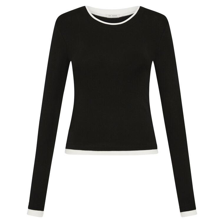 Cotton Layered Long Sleeve Top image number null