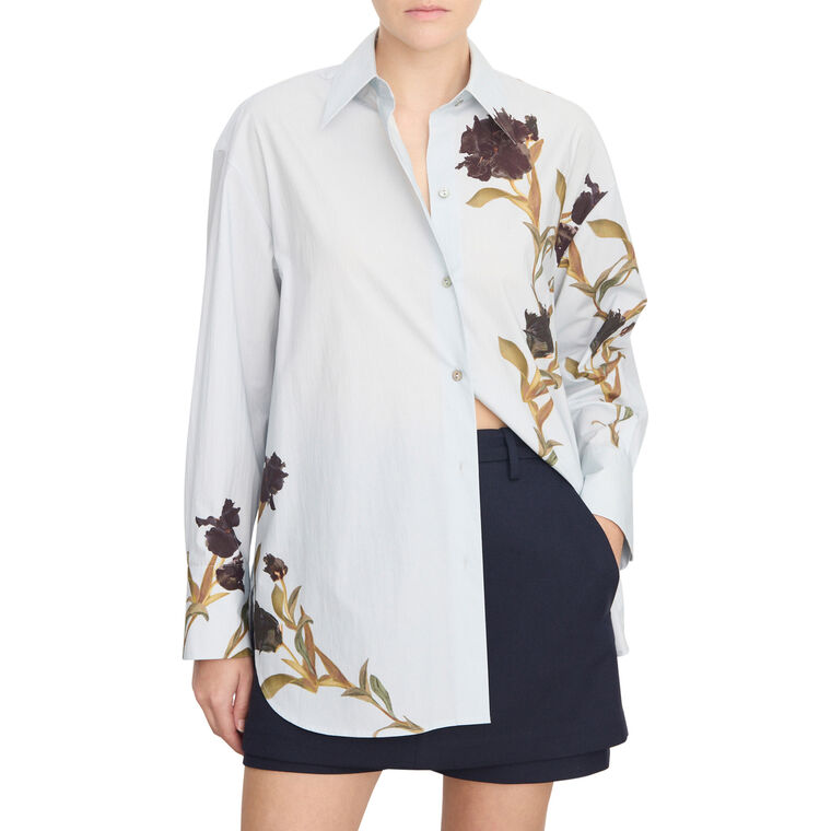 Placed Iris Cotton Button-Front Shirt image number null