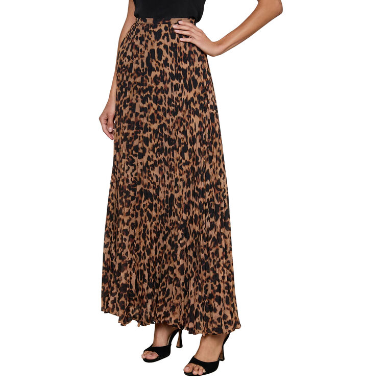 Torin Pleated Leopard Maxi Skirt image number null