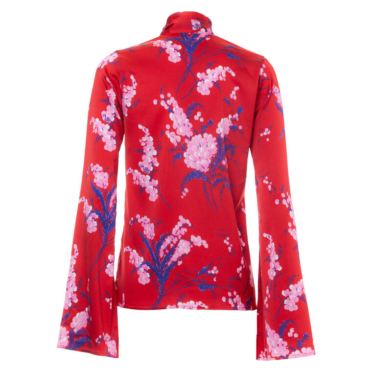 Long Sleeve Wrap Scarf Blouse image number null