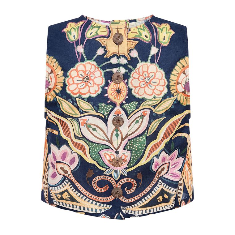 Fallon Sleeveless Cropped Shell Top With Back Button Detail image number null