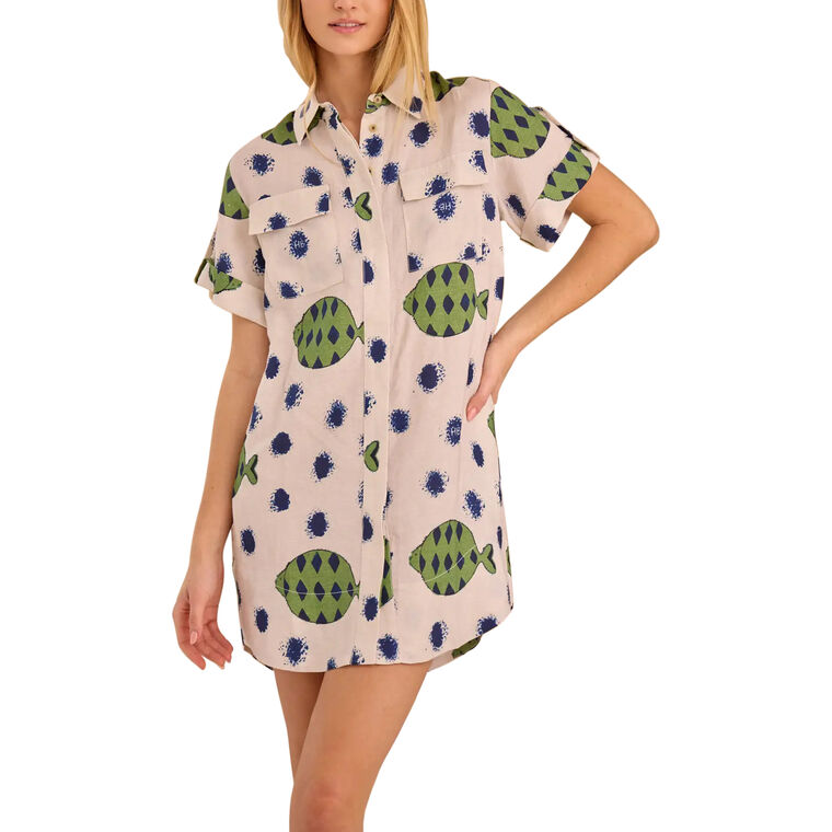Nicole Short Sleeve Belted Mini Dress image number null