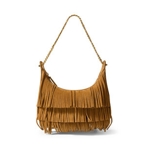 Small Suede Fringe Fortune Shoulder Bag