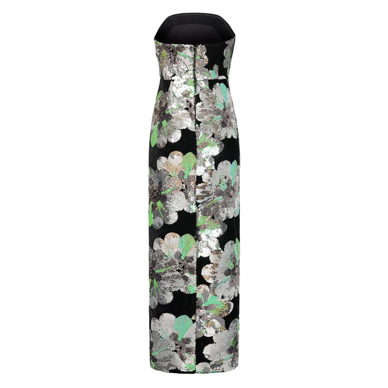 Orion Velvet Floral Sequins Dress image number null