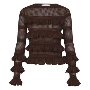 Lace Frill Long Sleeve Knit Top