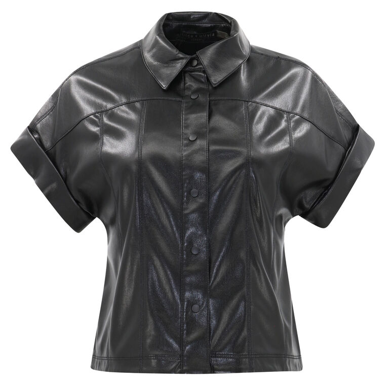 Edyth Vegan Leather Short Sleeve Top image number null