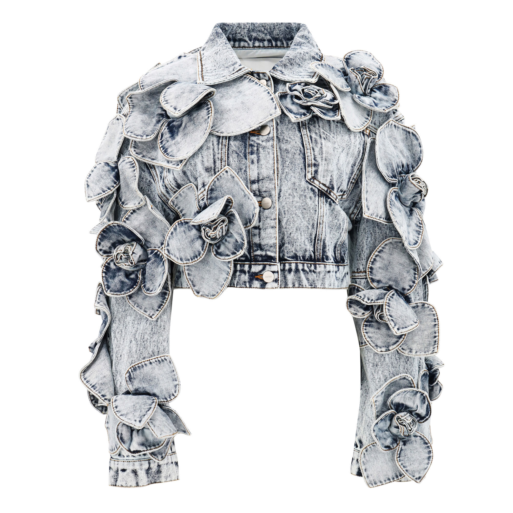 Aknvas Floral Cropped Denim Jacket | Tootsies
