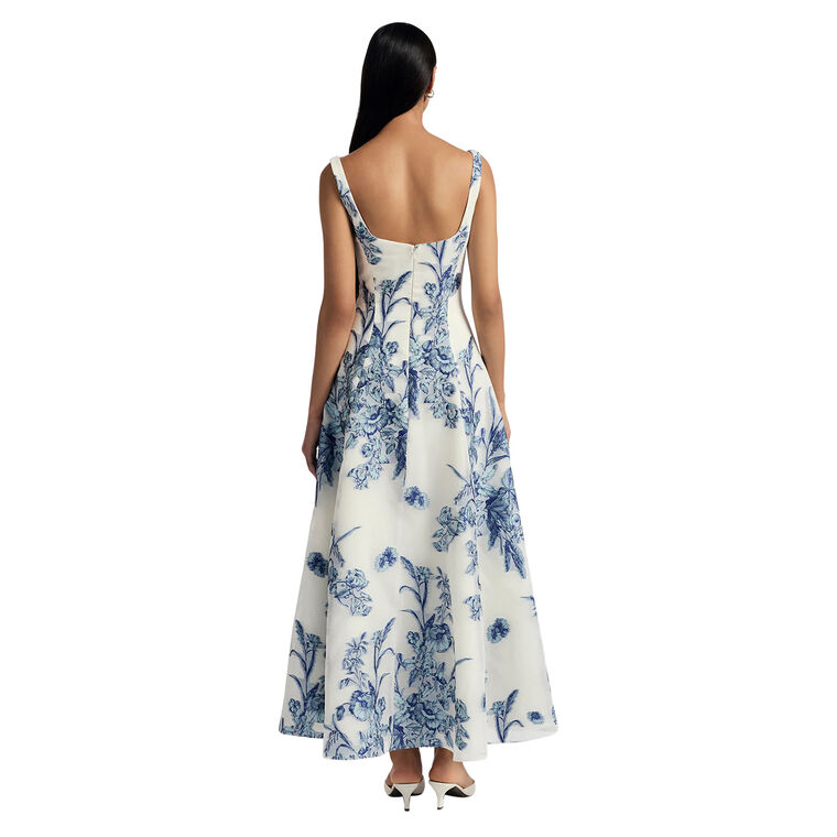 Floral Fil Coupe Seam Detail Scoop Neck Midi Dress image number null
