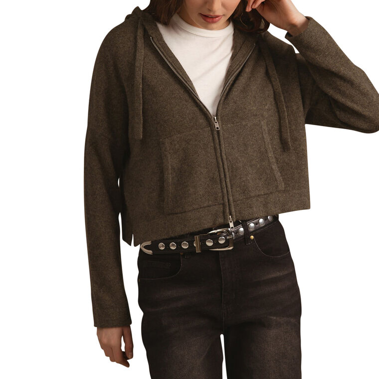 Rowe Cashmere Cropped Zip Hoodie image number null