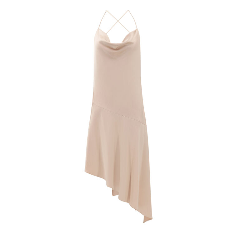 Harmony Satin Asymmetric Midi Dress image number null