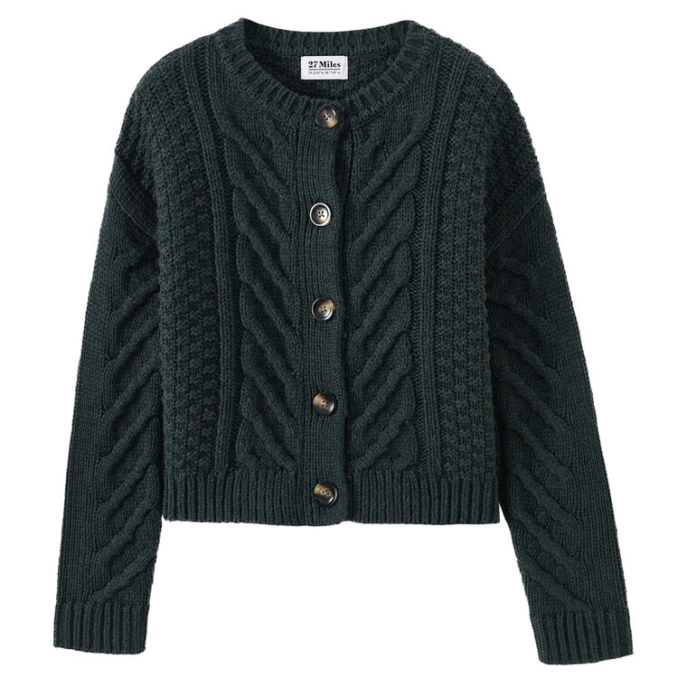 Malia Cropped Modern Cable Cardigan image number null