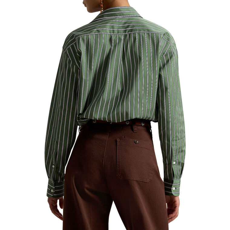 Long Sleeve Relaxed Fit Striped Cotton Shirt image number null