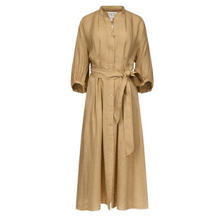 Linen Maxi Dress With Poet Sleeves
