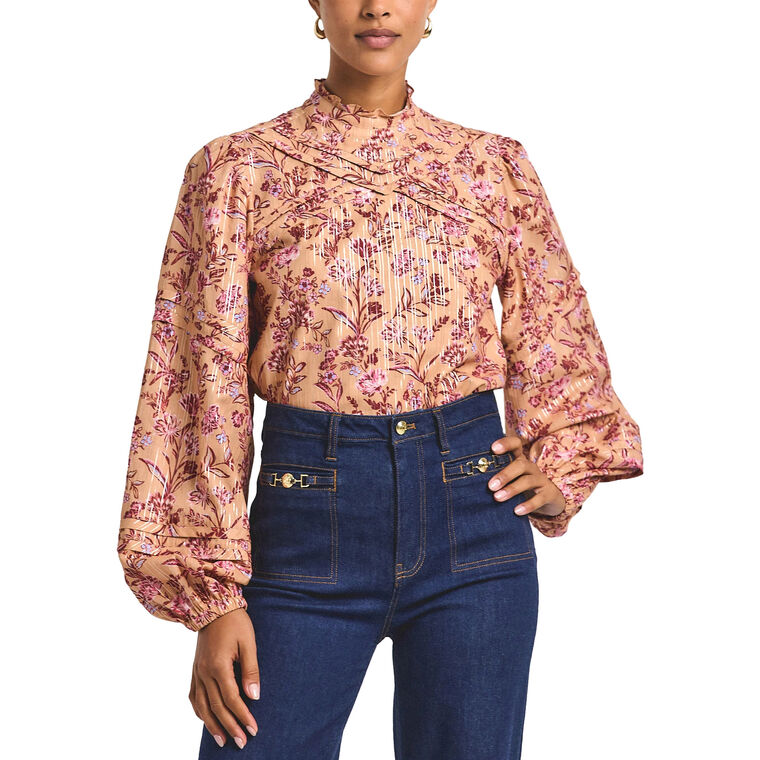 Marlowe Lurex Print Voile Blouse image number null