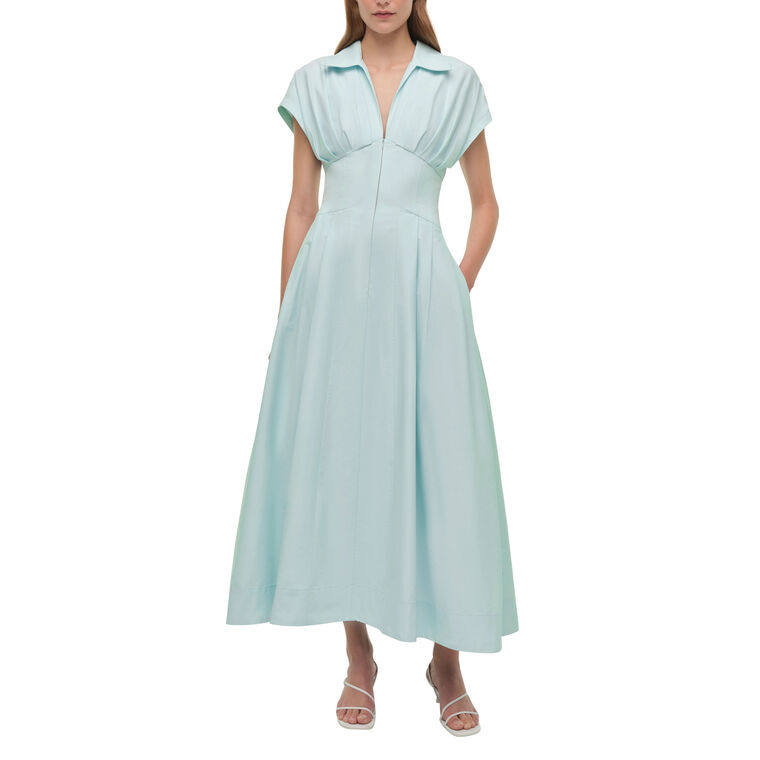 Farlow Short Sleeve Cotton Faille Midi Dress image number null