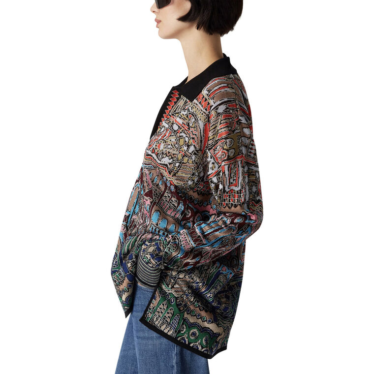 Polo Collar Long Sleeve Knit Top image number null