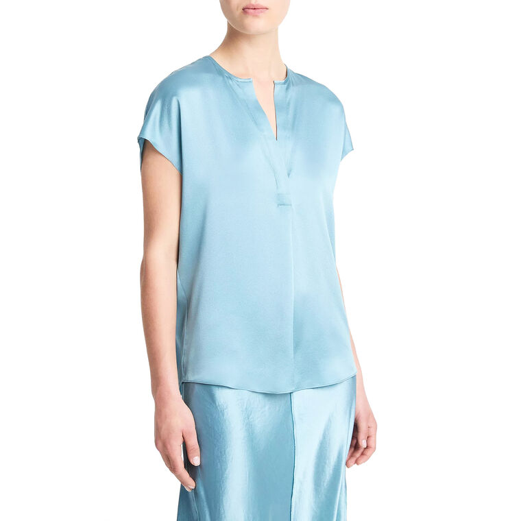 Cap Sleeve Half Placket Blouse image number null