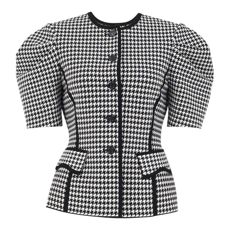 Lucia Houndstooth Puff Sleeve Top image number null