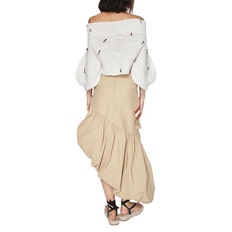 Lian Long Sleeve Off-The-Shoulder Button-Detail Sweater image number null