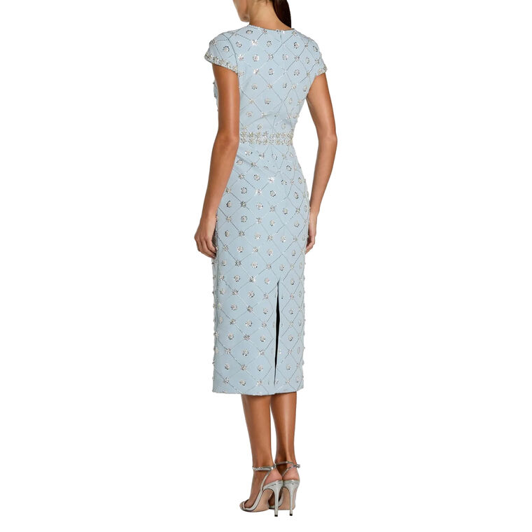 Cap Sleeve Hand-Embellished High Neck Midi Dress image number null