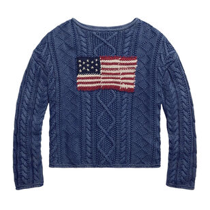 Flag Aran-Knit Cotton Sweater