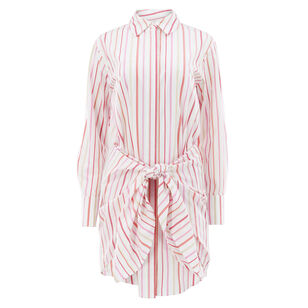 Trish Striped Shirting Waist Tie Shirt Dress