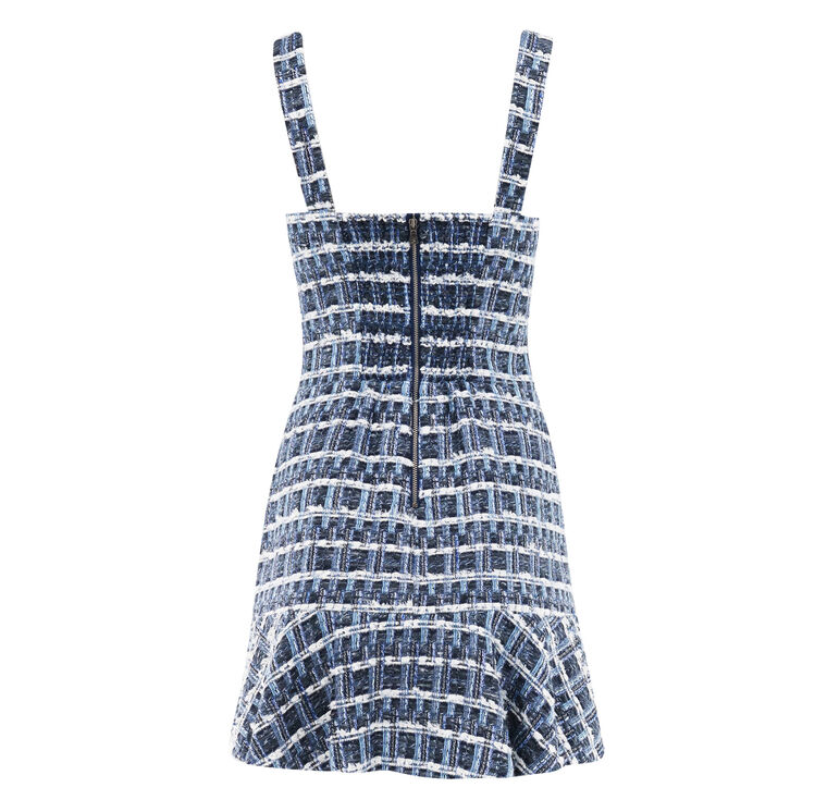 Kaidra Sleeveless Square Neck Drop Waist Tweed Mini Dress image number null