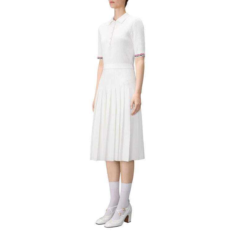Short Sleeve Pointelle Rib Stitch Midi Dress image number null