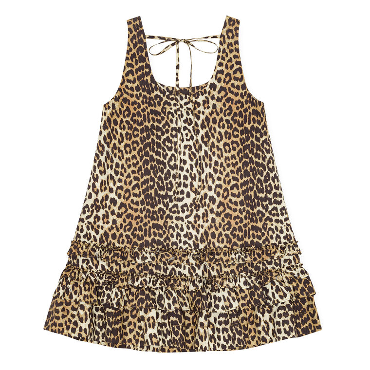 Leopard Cotton Poplin Mini Dress image number null