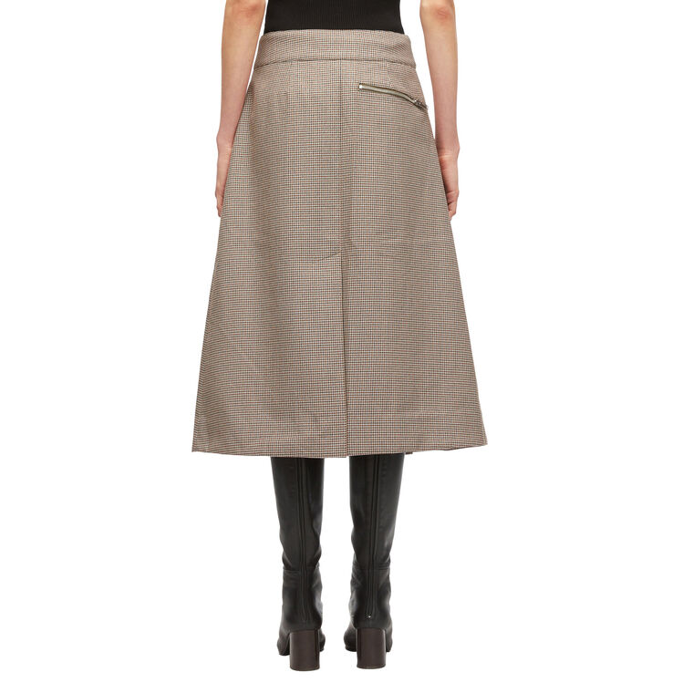Houndtooth Tweed Midi Skirt image number null