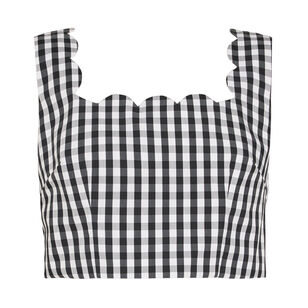 Mia Sleeveless Scalloped Gingham Crop Top