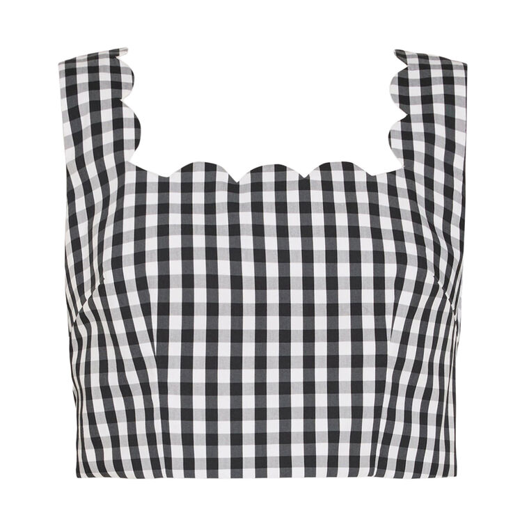 Mia Sleeveless Scalloped Gingham Crop Top image number null