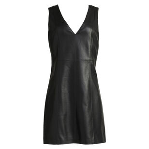 Violette Sleeveless V-Neck Vegan Leather Mini Dress